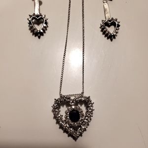 Diamond and Sapphire necklace and earrings